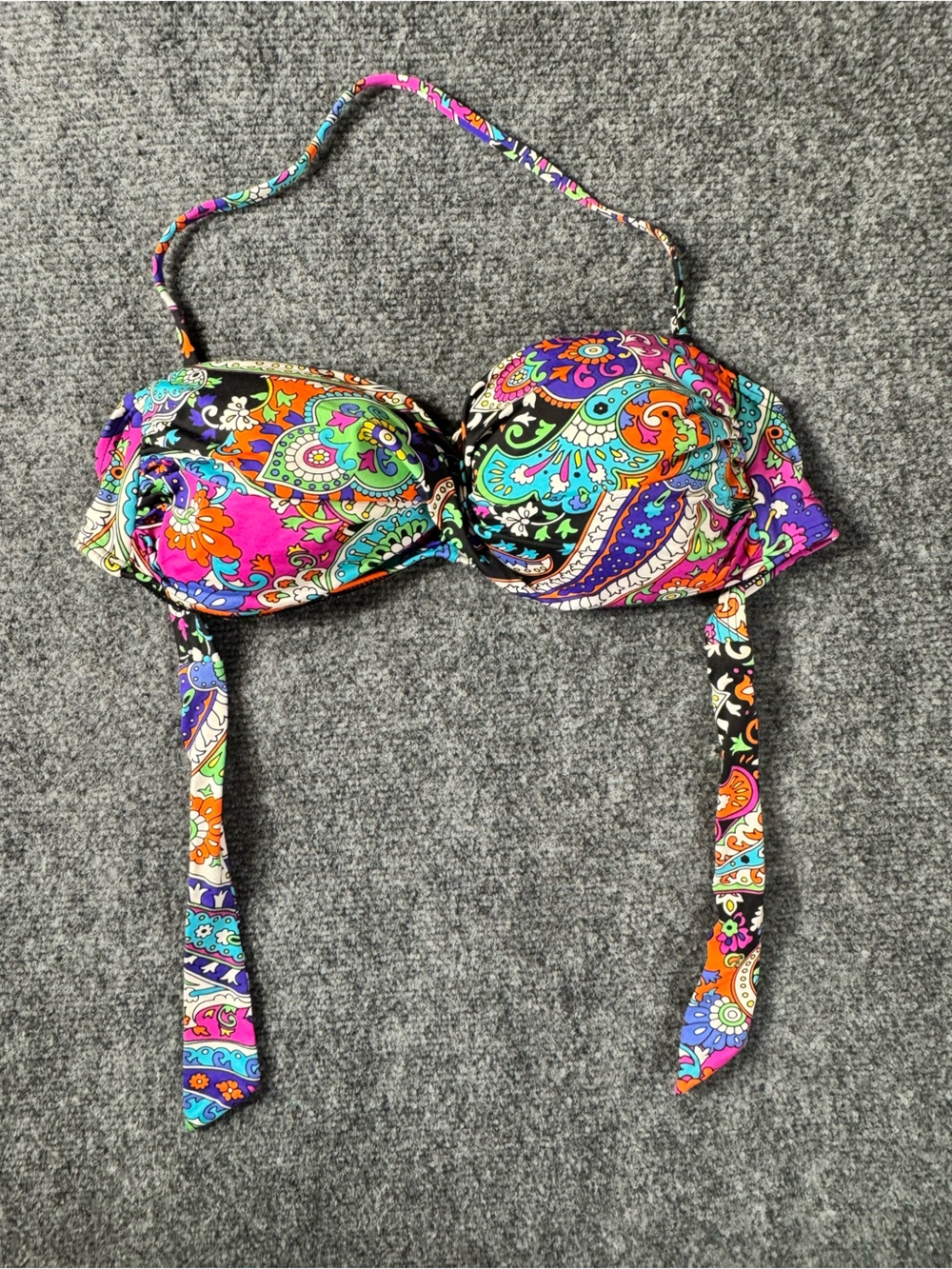 Kenneth Cole Multicolor Paisley Bikini Top - Pink, Purple, Teal, Orange, Black